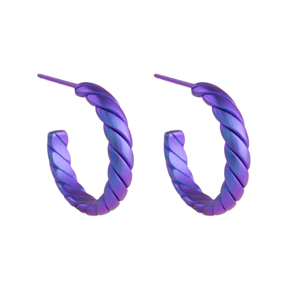 titinium 16mm Twisted Titanium Hoop Earrings