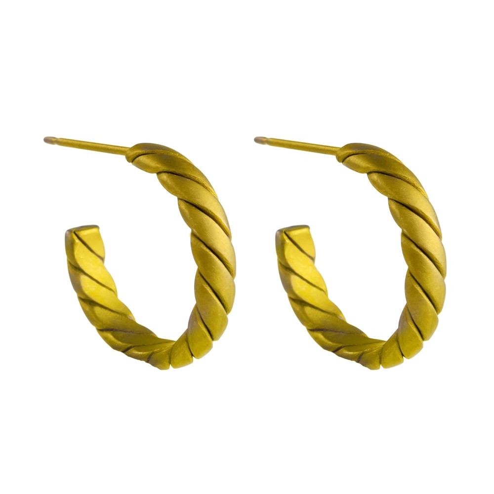 titinium 16mm Twisted Titanium Hoop Earrings