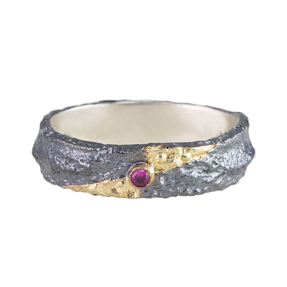 Tomfoolery, Apostolos: Oxidised Silver and Ruby Fade Ring