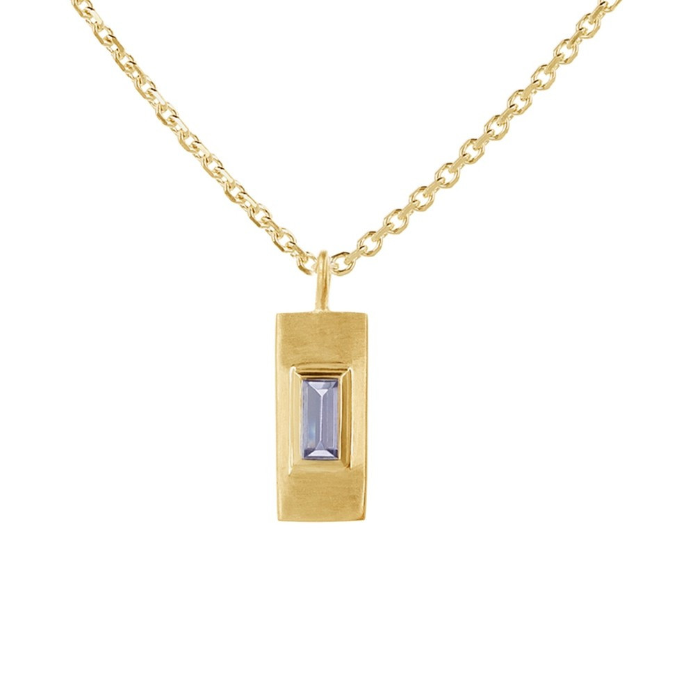 tomfoolery: Gold Plated Baguette Cut Gemstone Pendant, Everyday by tomfoolery