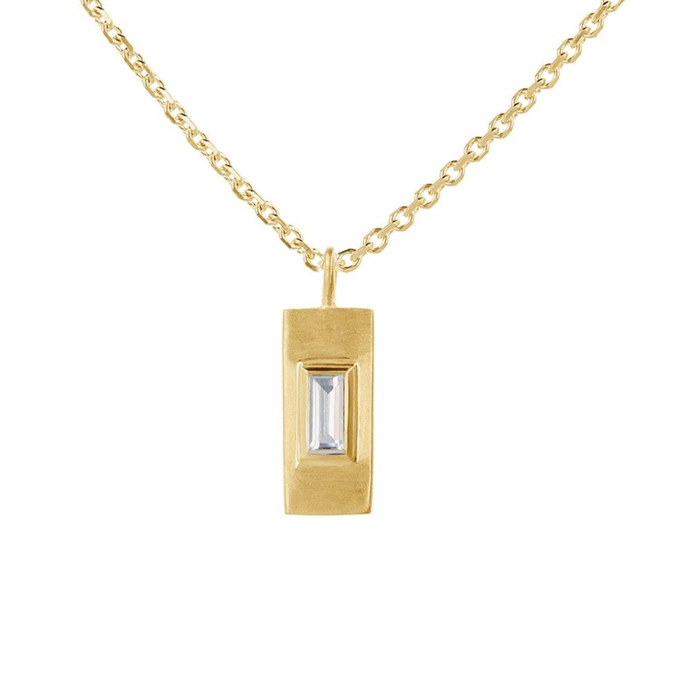 tomfoolery: Gold Plated Baguette Cut Gemstone Pendant, Everyday by tomfoolery