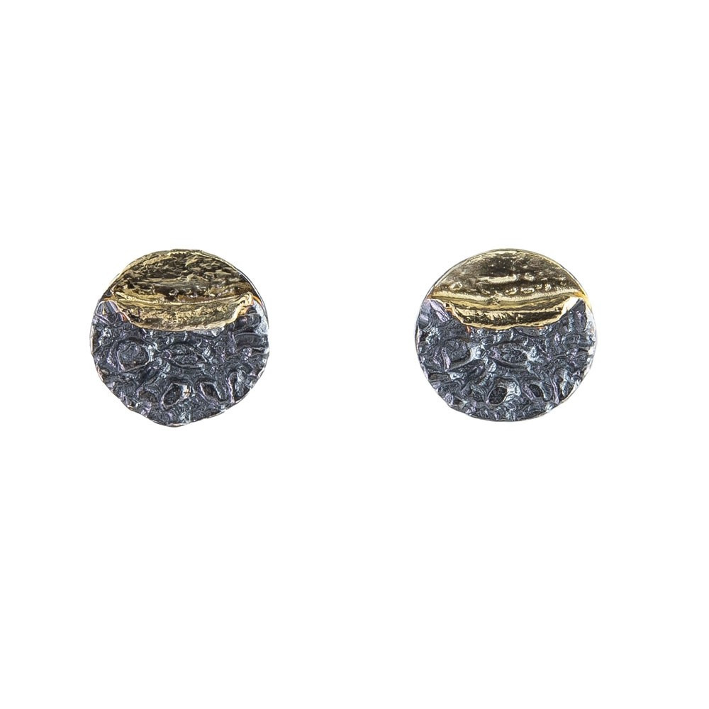 Apostolos: Oxidised Silver Textured Round Studs