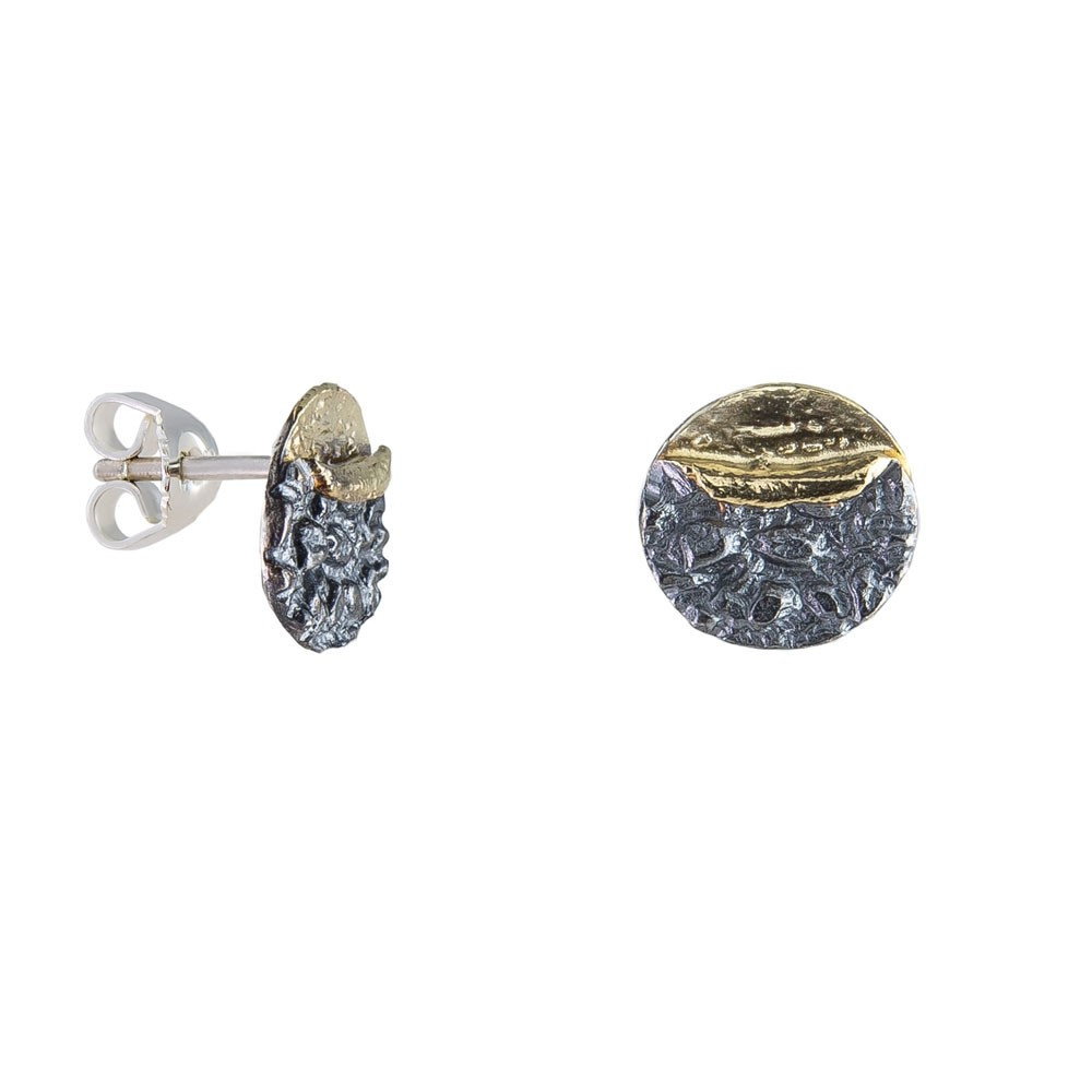 Apostolos: Oxidised Silver Textured Round Studs