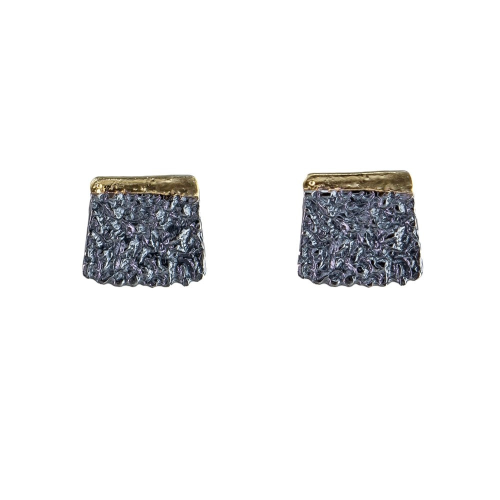 Tomfoolery, Apostolos: Oxidised Silver Textured Studs