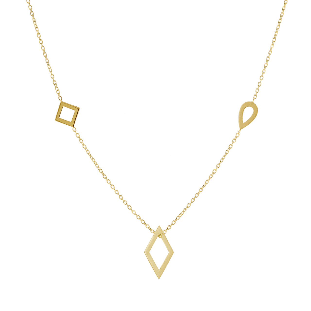 Geometric Trio Shape Long Necklace Tomfoolery London