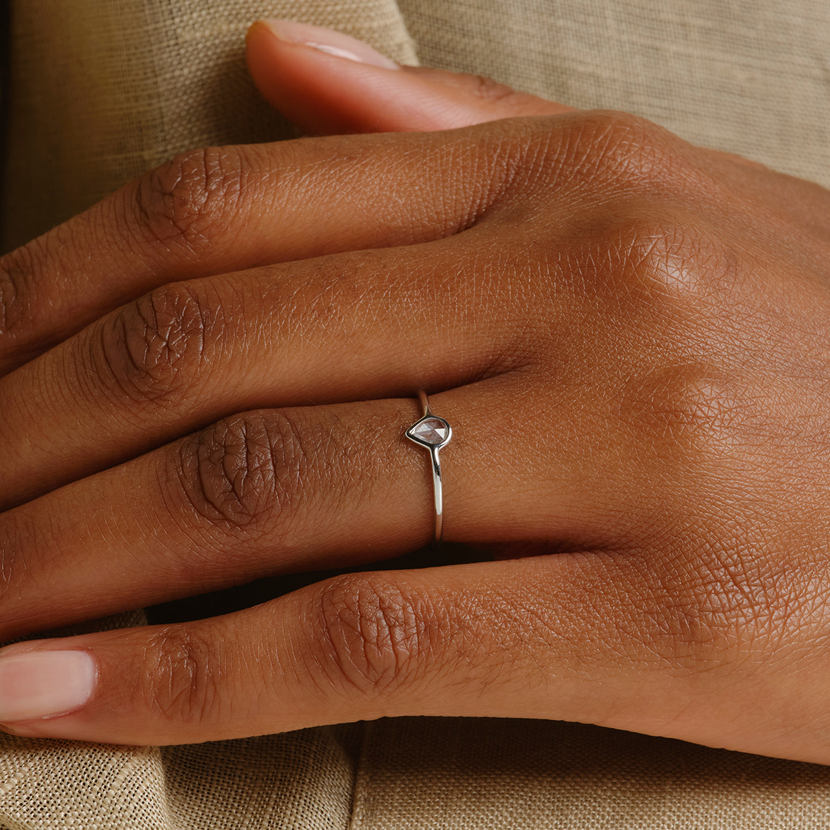 tomfoolery, 18ct Gold Single Pear Rose Cut Diamond Ring, tf diamonds