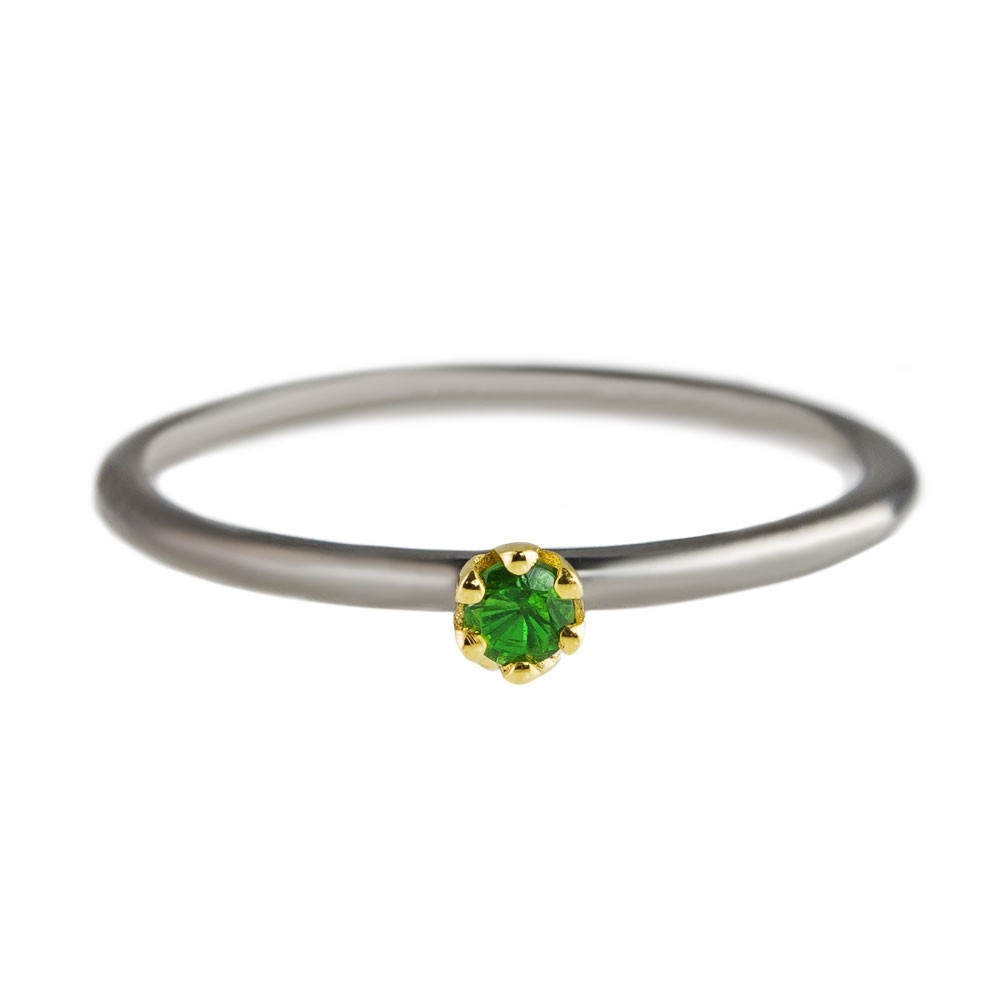 tomfoolery: Rhodium Plated Silver & 14 Carat Gold Emerald Ring by Atelier Errikos