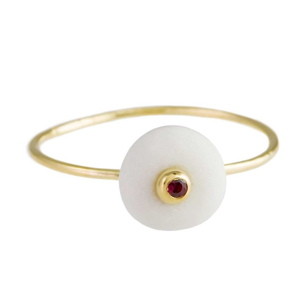 tomfoolery: 18 carat gold & ruby pebble ring by atelier errikos