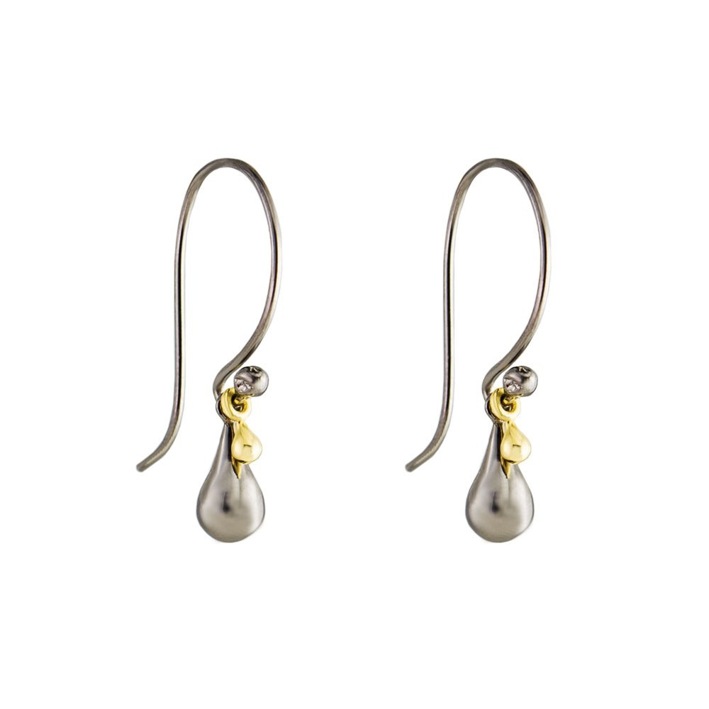 tomfoolery:  Rhodium Plated Silver & 14 Carat Gold Triple Pebble Earrings by Atelier Errikos