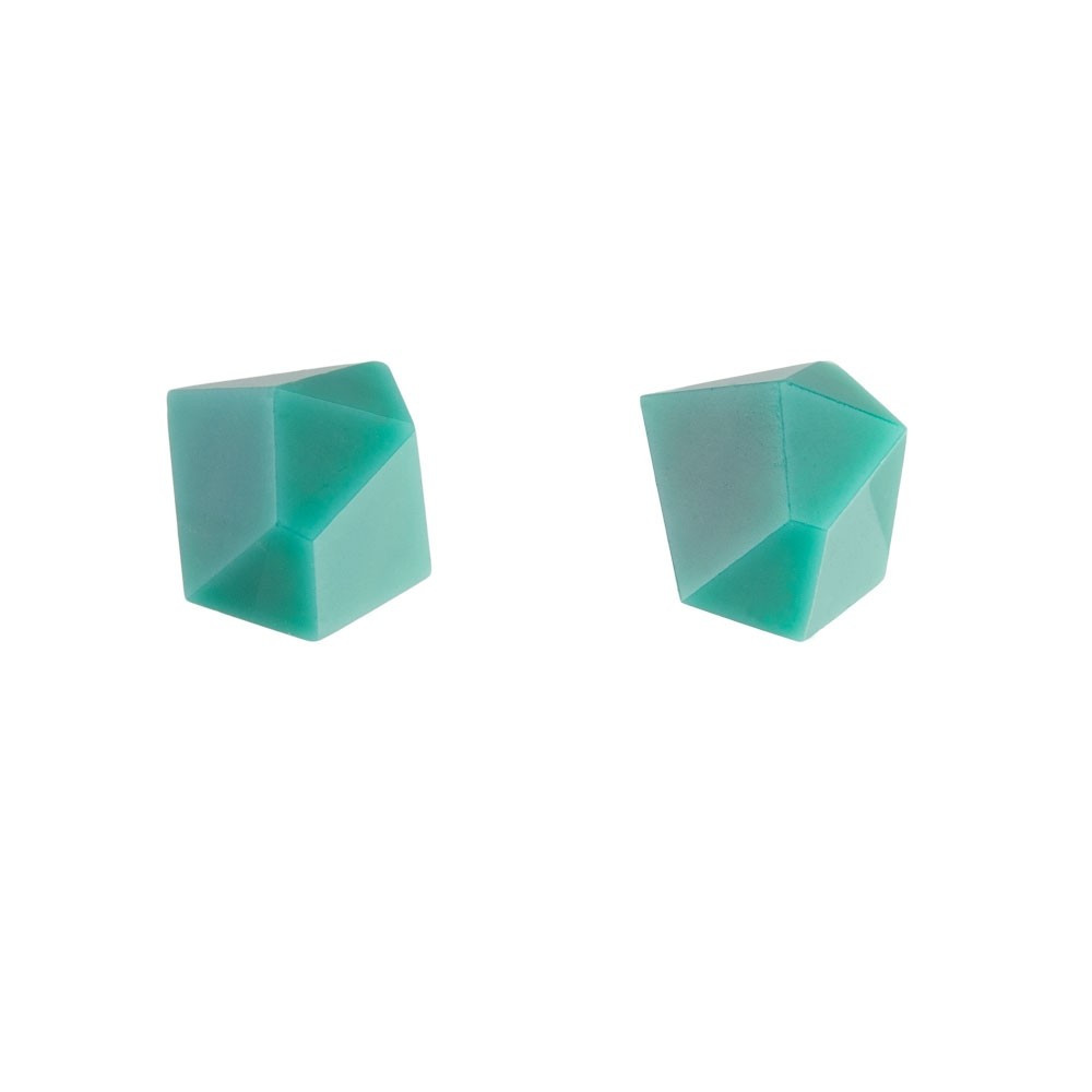 tomfoolery: teal faceted stud earrings by Beira