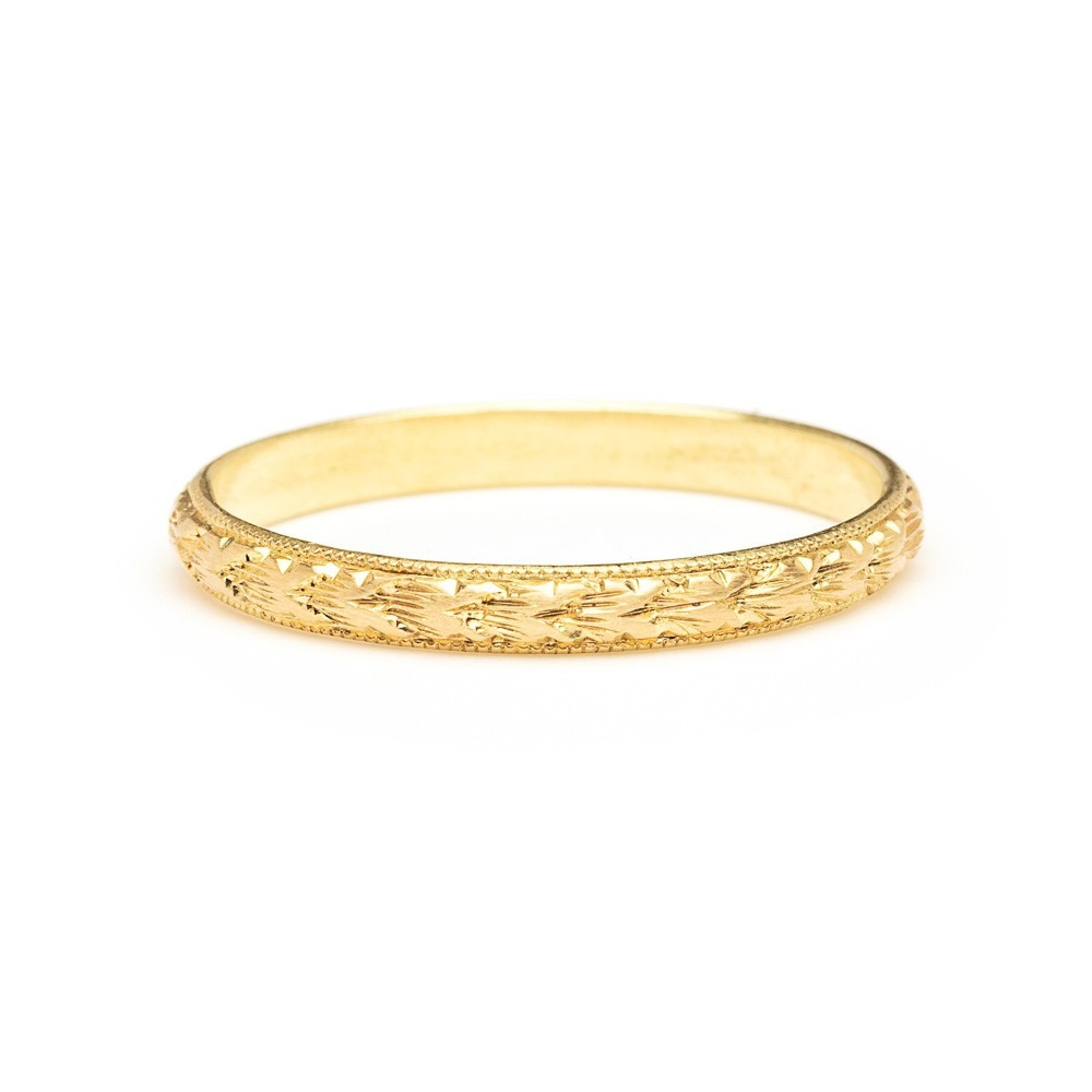 Diana Mitchell: 18ct Gold Hand Engraved Ring Thin, Tomfoolery