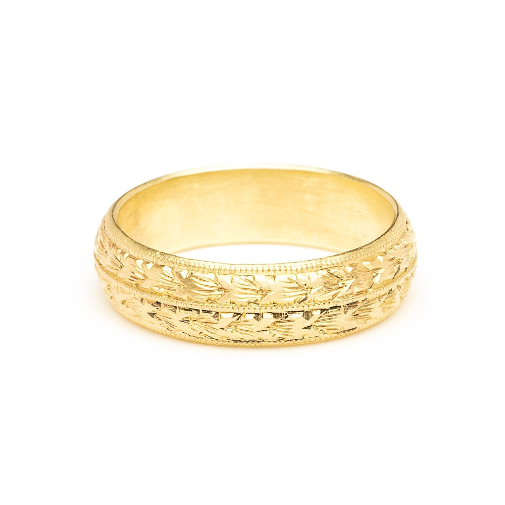 Diana Mitchell: 18ct Gold Hand Engraved Ring Wide, tomfoolery