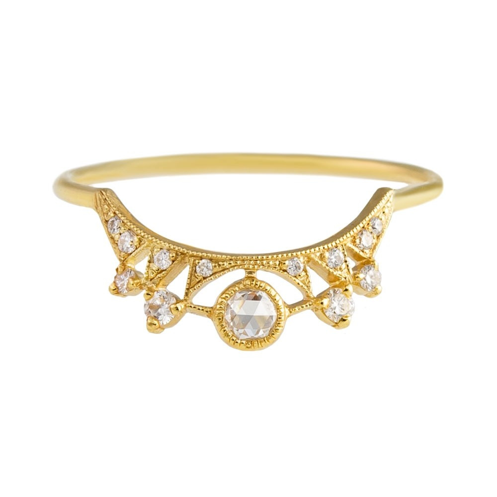 tomfoolery, 14ct Yellow Gold Diamond Astrid Luna Ring, DMD