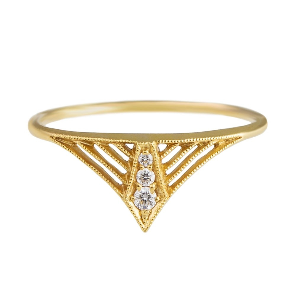 tomfoolery, 14ct Yellow Gold Diamond Vela Ring, dmd