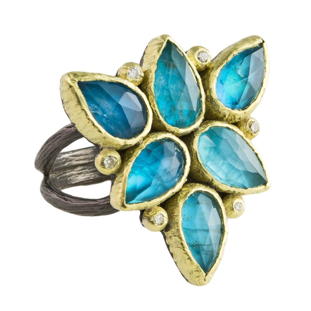 Maria Frantzi, One of a Kind 'Apatite Doublet & Diamond' Art Ring, Tomfoolery