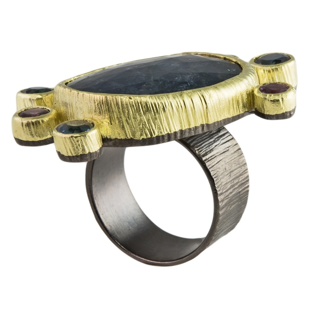 Maria Frantzi, One of a Kind 'Tourmaline, Blue Topaz & Zircon' Art Ring, Tomfoolery