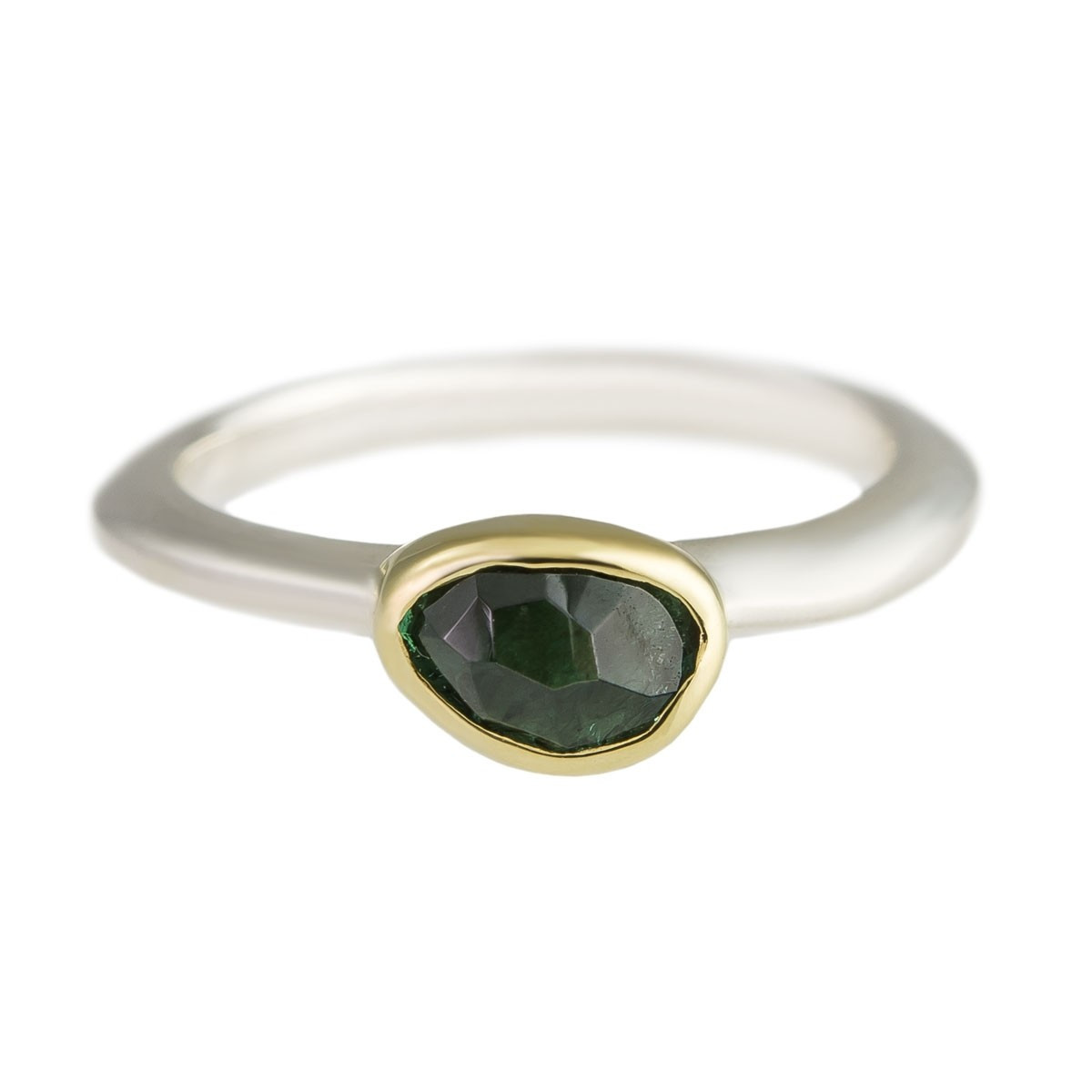 Irregular Green Tourmaline Stacking Ring, Margoni, Tomfoolery