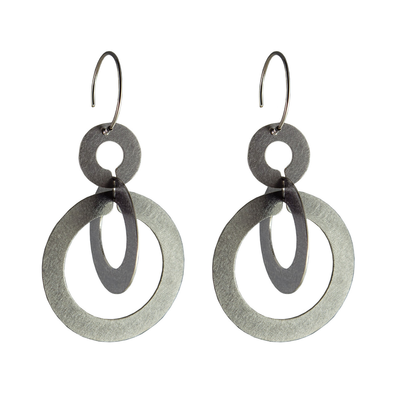 Orbital Steel Drop Earrings