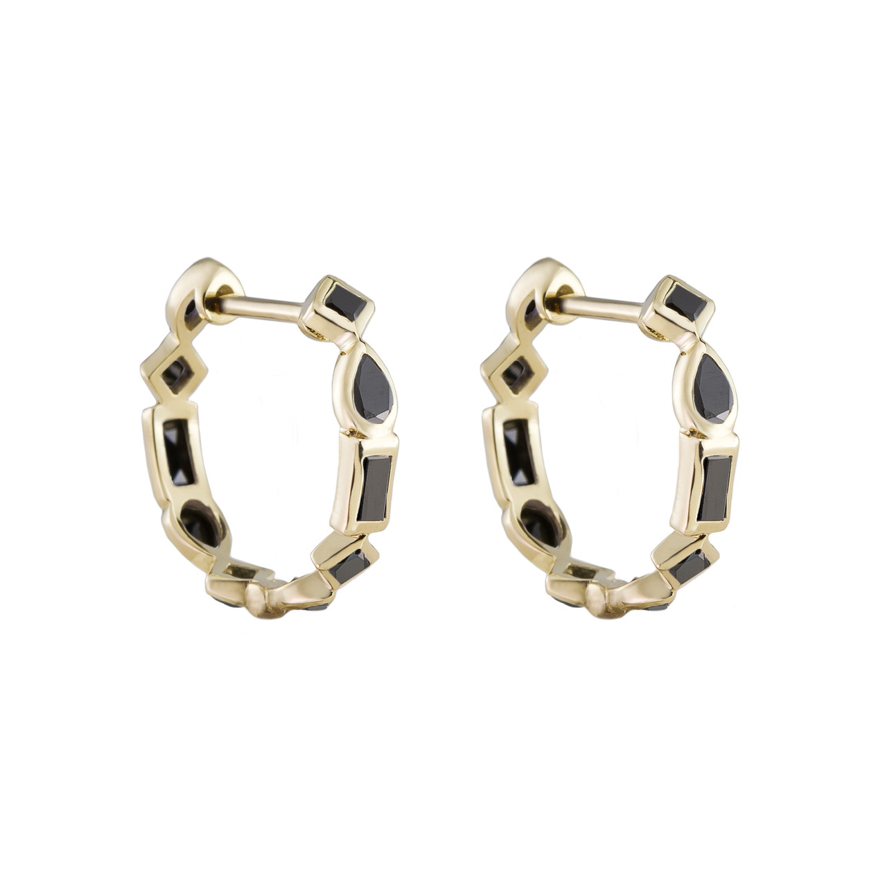 Small Mixed Cut Hoops by demi fine jewellery brand metier by tomfoolery. Available to shop online at www.tomfoolerylondon.co.uk.