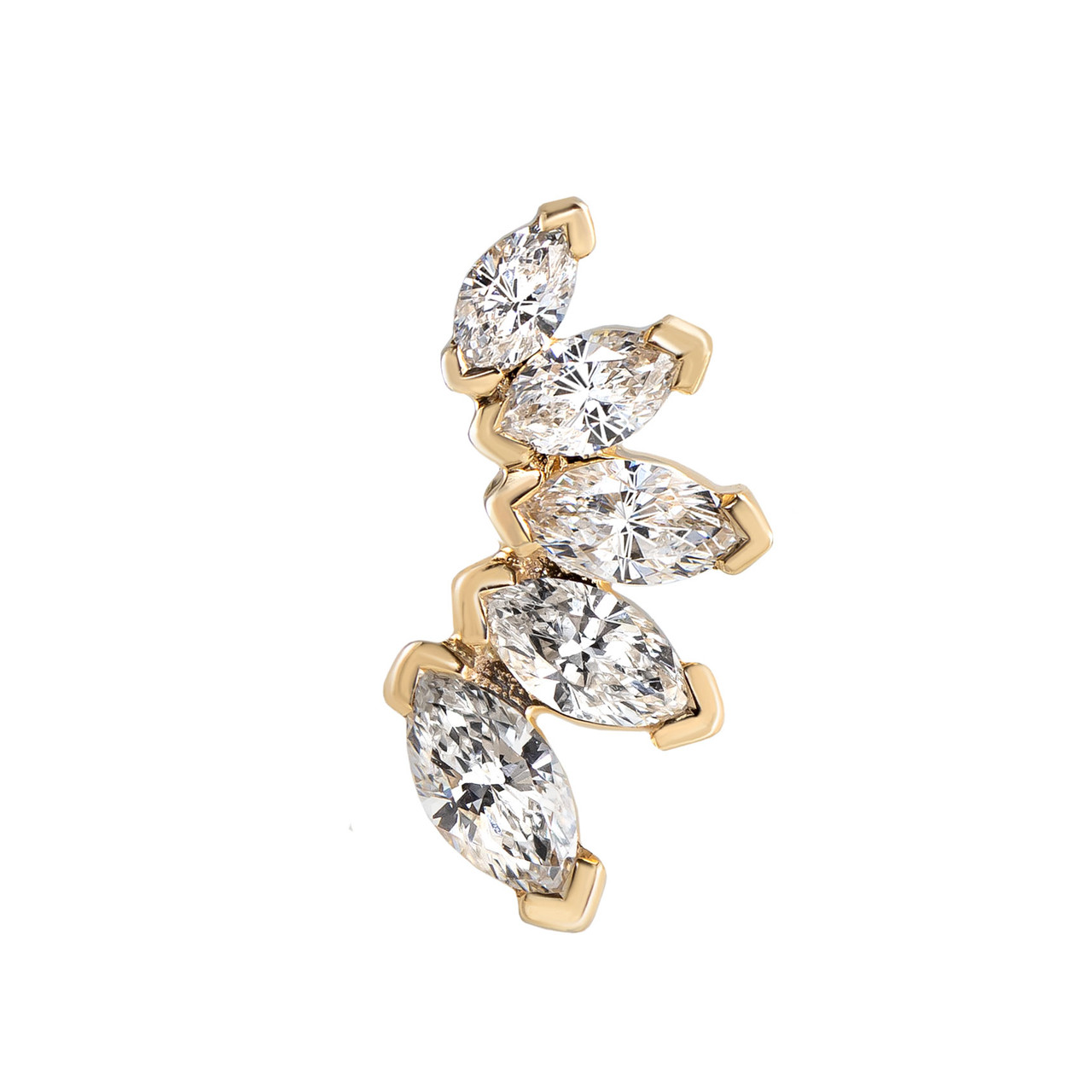 tomfoolery, Marquise Diamond Stud, 9ct Yellow Gold