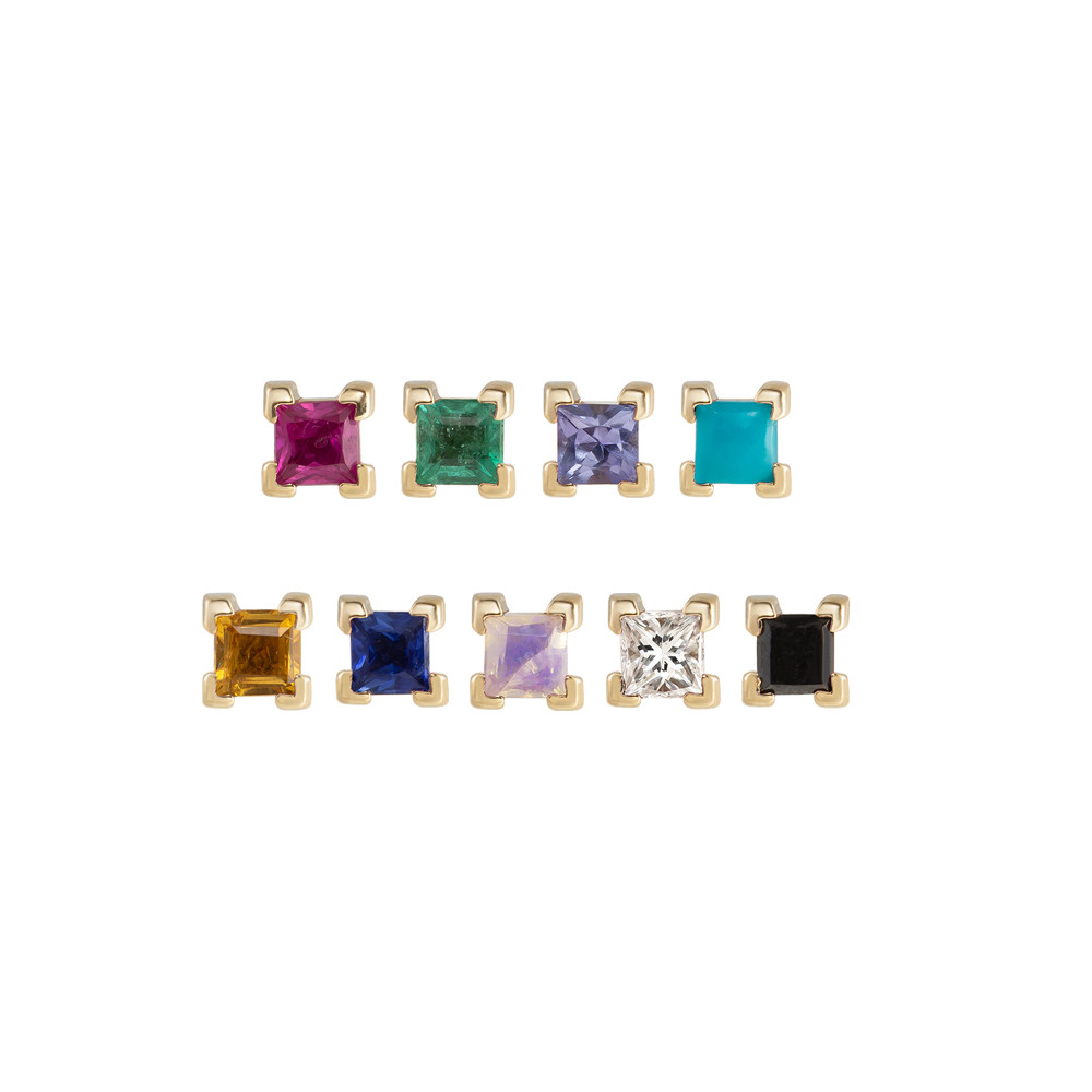 metier by tomfoolery, Claw Princess Studs, 9ct Yellow Gold