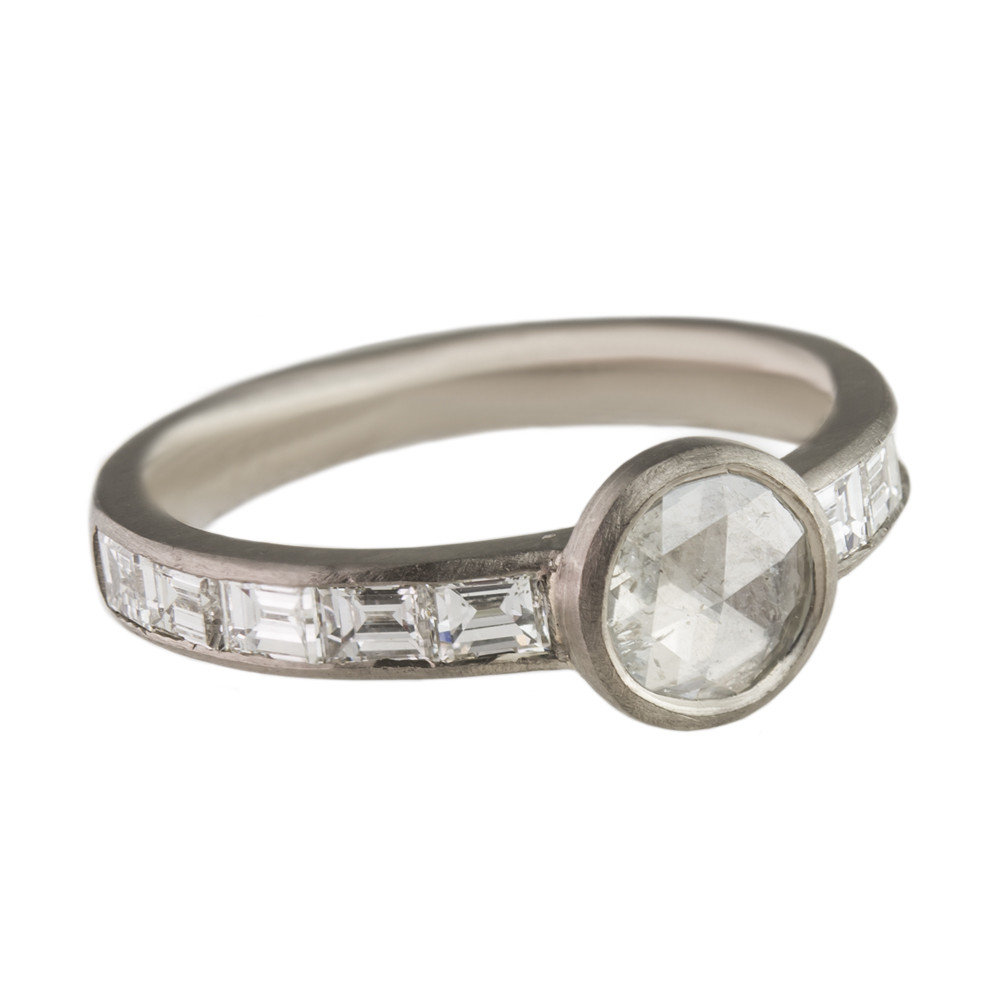 Muse by tomfoolery, 18ct White Gold Round Rose Cut And Baguette Diamond Ring, tomfoolery