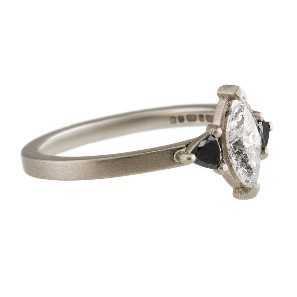 Muse by tomfoolery, 18ct White Gold Marquise And Trillion Trio Ring, tomfoolery