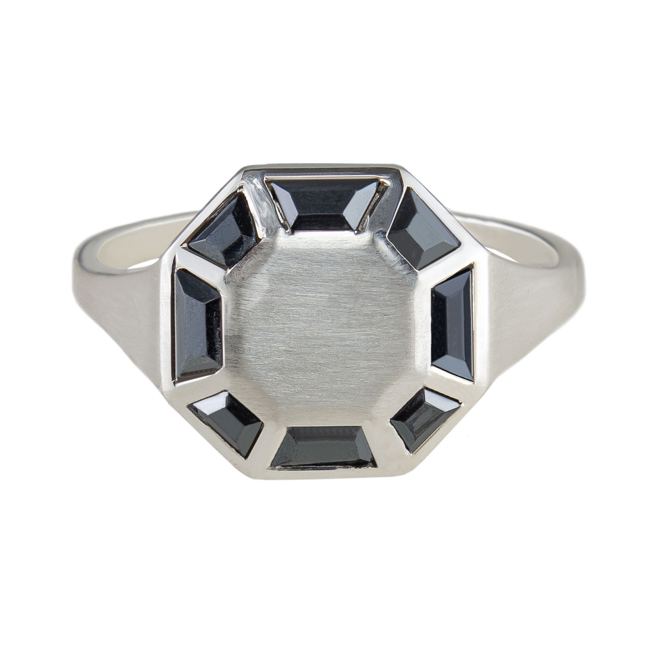 Tomfoolery; Silver Hematite Octagon Ring, Tableau