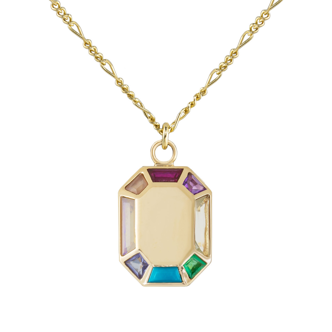 Tomfoolery; 9ct Yellow Gold Rainbow Grande Octagon Pendant, Tableau