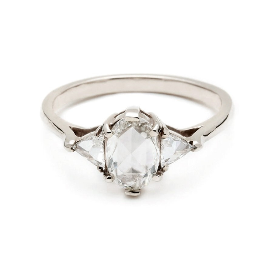 Anna Sheffield, Bea 14ct White Gold Rose Cut Diamond Ring, Tomfoolery