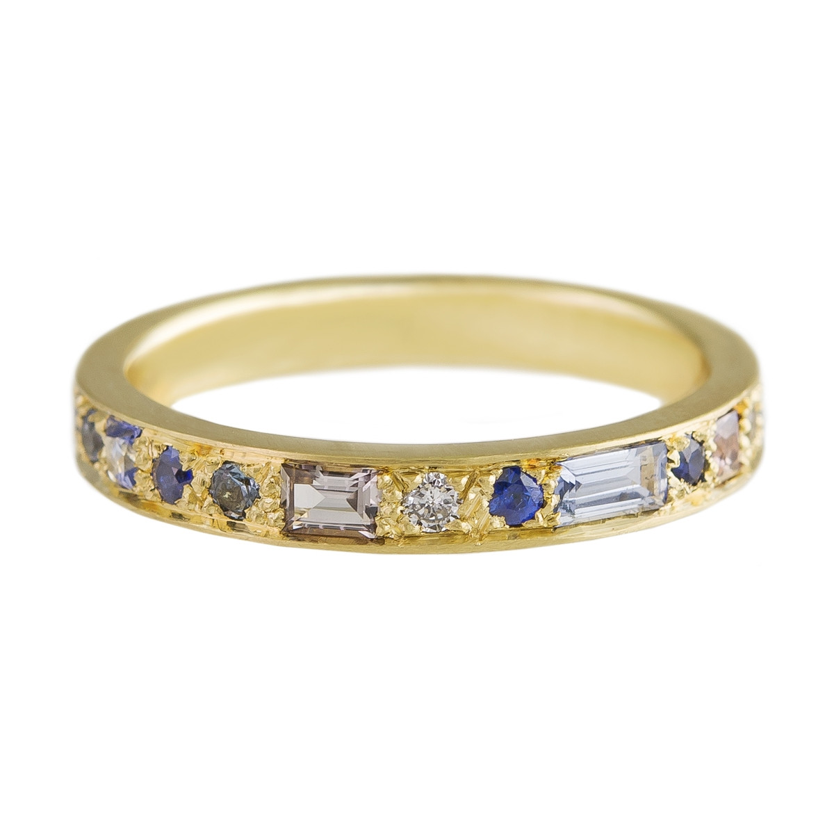 Muse by Tomfoolery, Mixed Cut Sapphire Puzzle Half Eternity Ring, tomfoolery