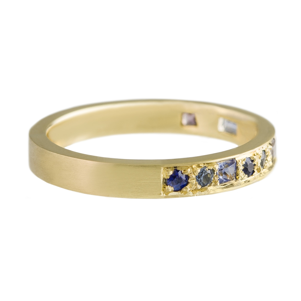 Muse by Tomfoolery, Mixed Cut Sapphire Puzzle Half Eternity Ring, tomfoolery