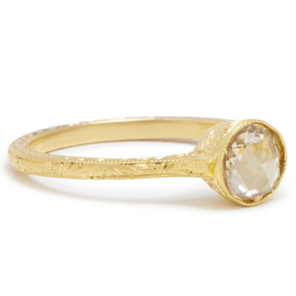 Diana Mitchell, tomfoolery, Oval Rose Cut Diamond Gold Ring