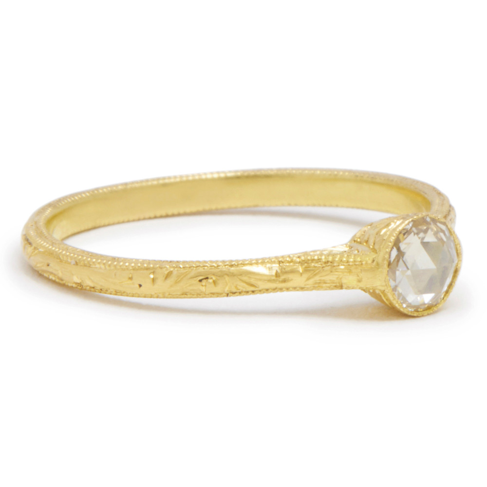 Diana Mitchell, tomfoolery, Petite Oval Rose Cut Diamond Gold Ring