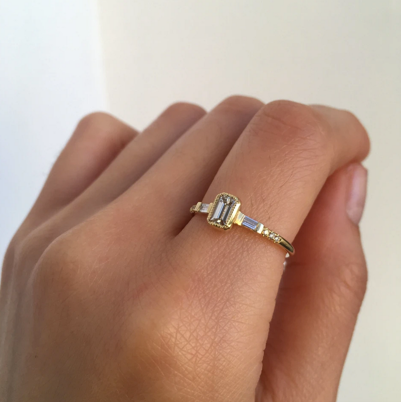 Tomfoolery; Emerald Cut Diamond Ring, Jennie Kwon