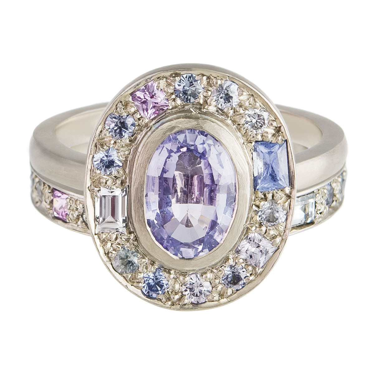 Muse by tomfoolery, 118ct White Gold Puzzle ICE Oval Sapphire Ring, Tomfoolery