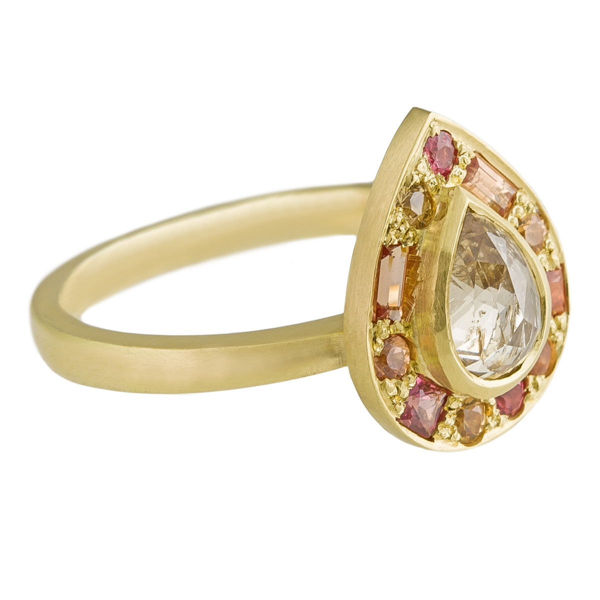 Muse by tomfoolery, 18ct Yellow Gold Puzzle FIRE Sapphire & Diamond Ring, Tomfoolery