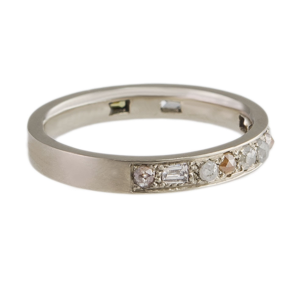 Muse by Tomfoolery, 18ct White Gold Mixed Cut Puzzle Diamond Eternity Ring, tomfoolery