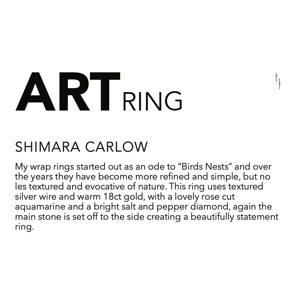 tomfoolery, shimara carlow, One of Kind 'Aqua & Diamond Wrap' Art Ring