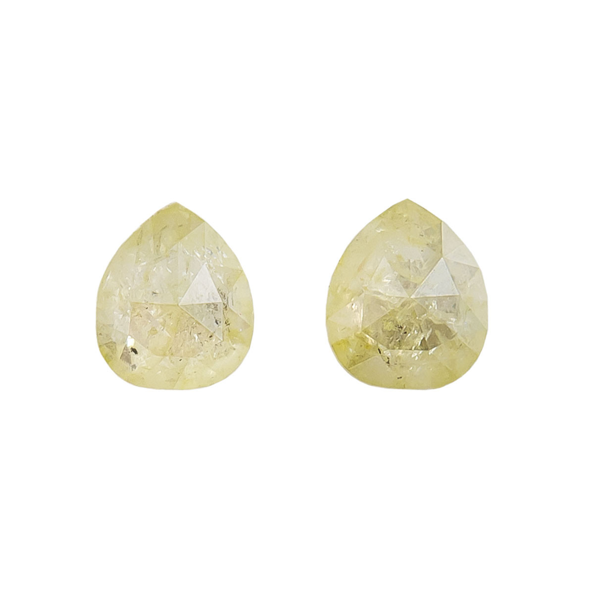 Tomfoolery, 1.10ct Pair Of Yellow Pear Rose Cut Diamonds, tf Stones