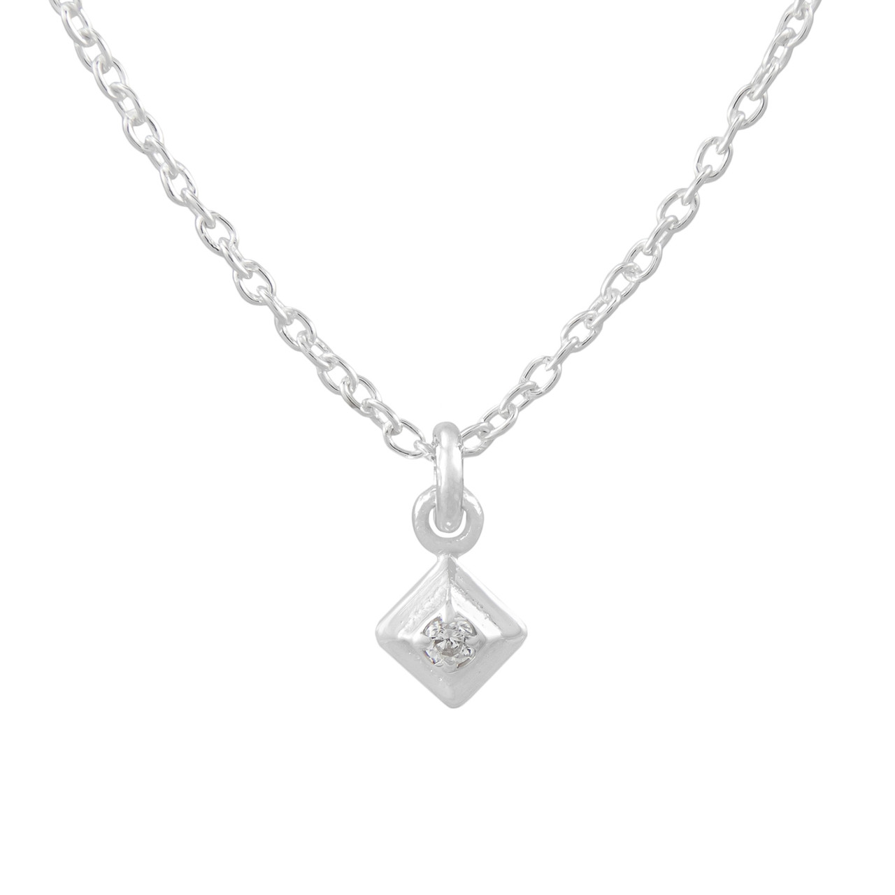 Tomfoolery: Silver Petite Square Gem Pendant, Everyday by tomfoolery