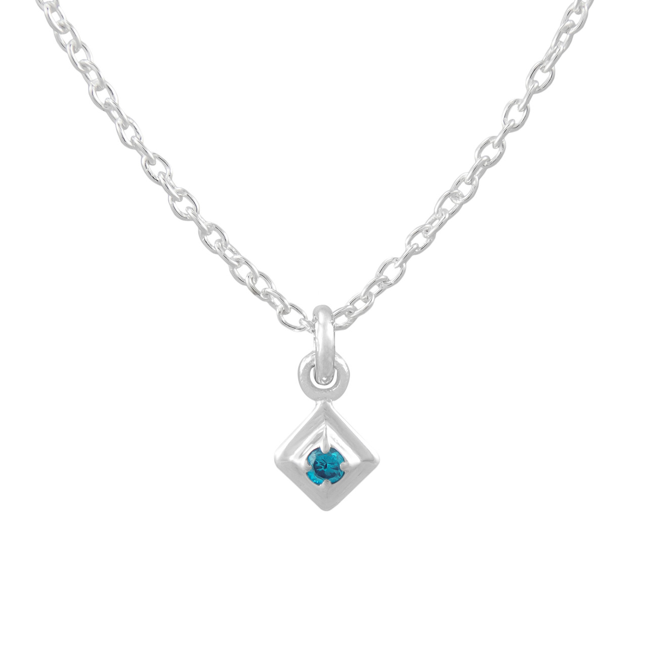 Tomfoolery: Silver Petite Square Gem Pendant, Everyday by tomfoolery