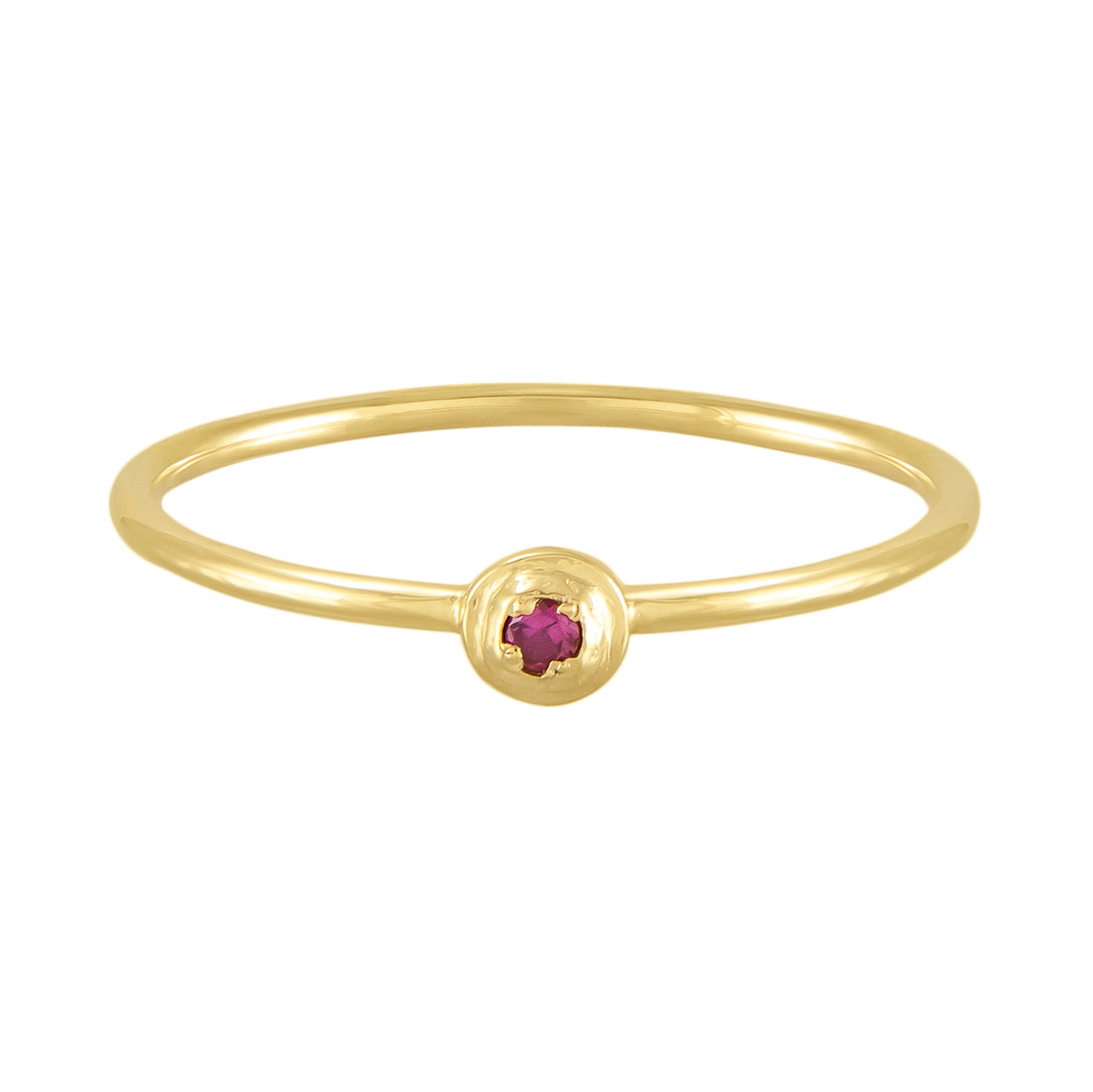 Tomfoolery;  Gold Plated Petite Round Stacking Gem Ring, Everyday by Tomfoolery