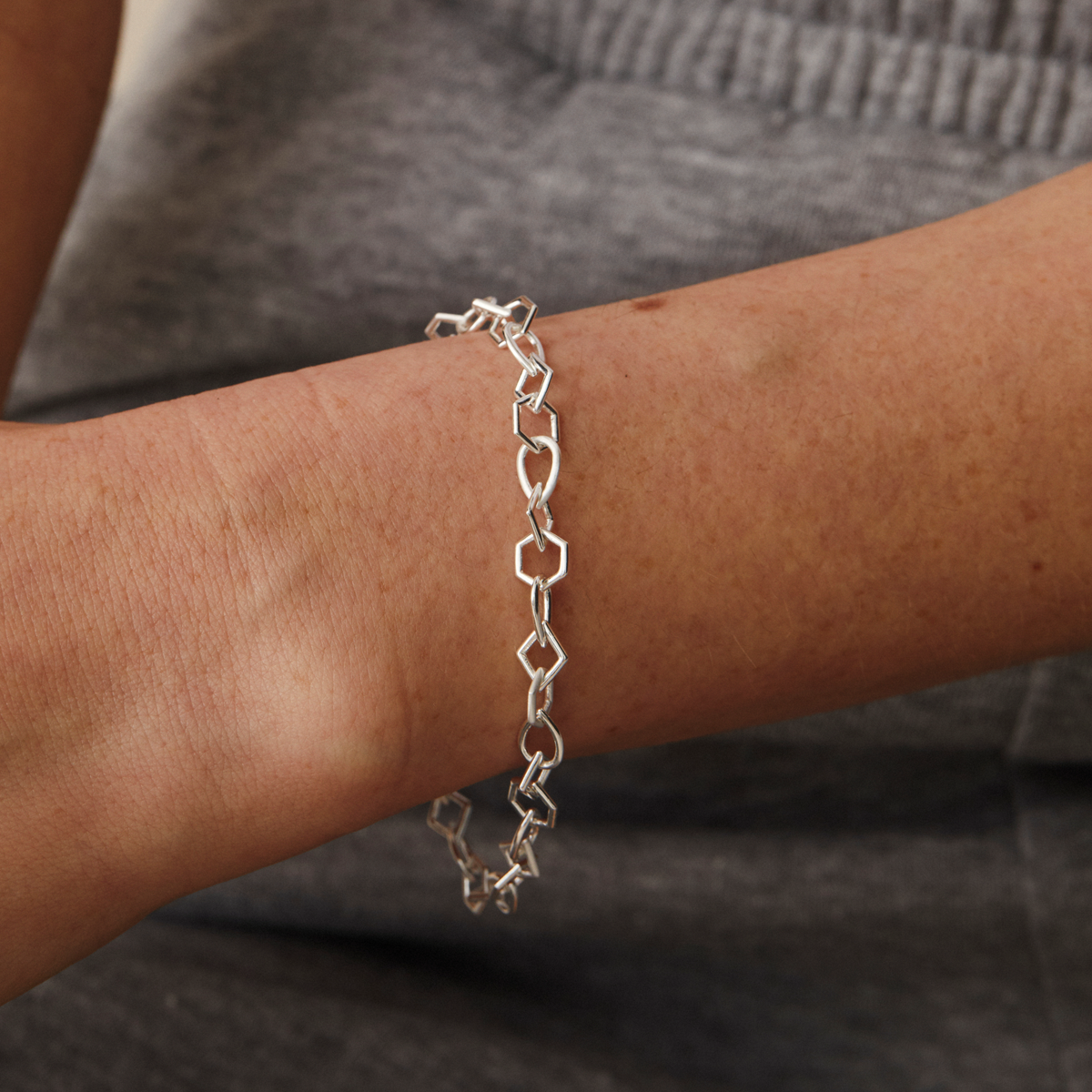 Tomfoolery; Curve Multi Shape Chain Bracelet, Everyday by Tomfoolery