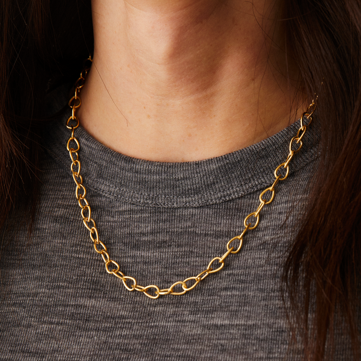 Tomfoolery:Curve Pear Chain Necklace , Everyday by tomfoolery