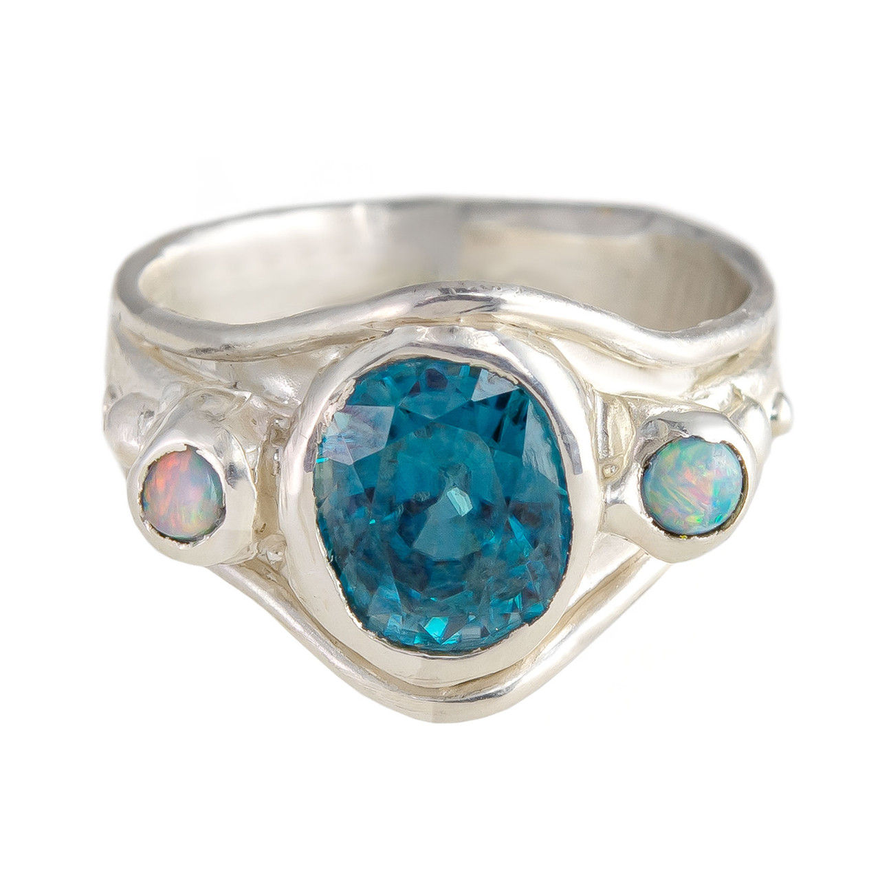 Millie Savage, Natural Zircon & Opal Silver Ring, tomfoolery