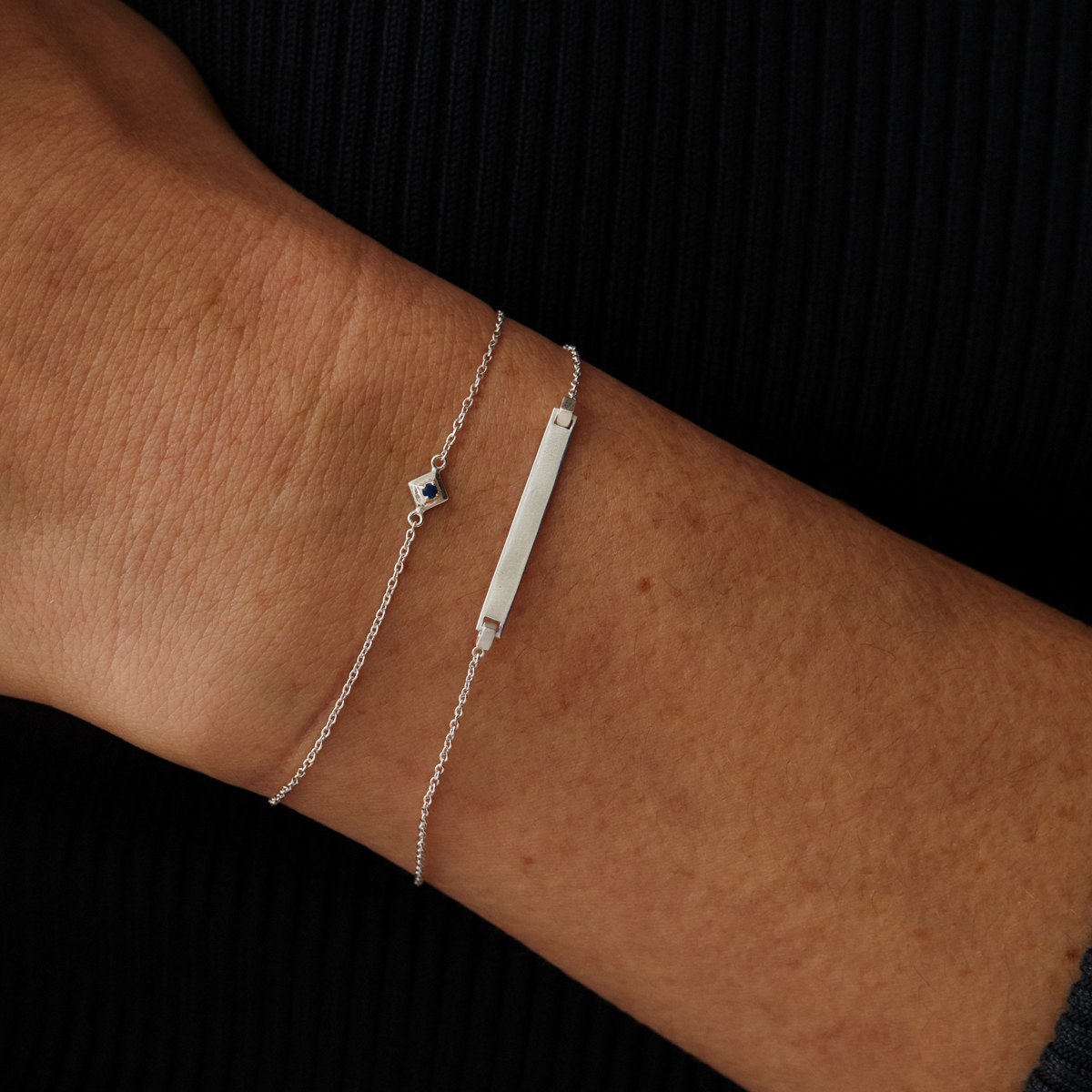 Tomfoolery; Silver Slim bar Bracelet, Tableau