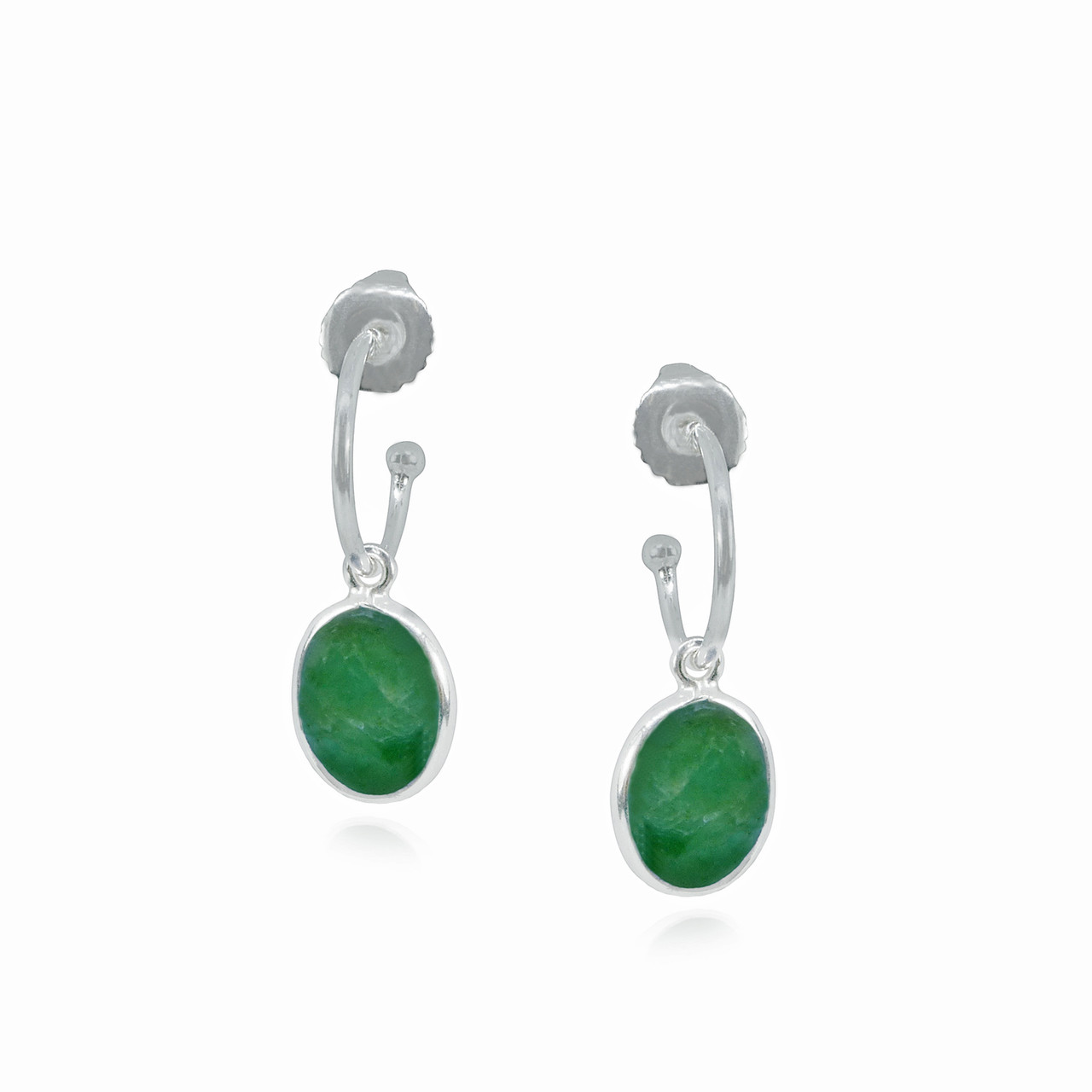 Silver & Emerald Quartz Drop Earrings, Mounir, Tomfoolery