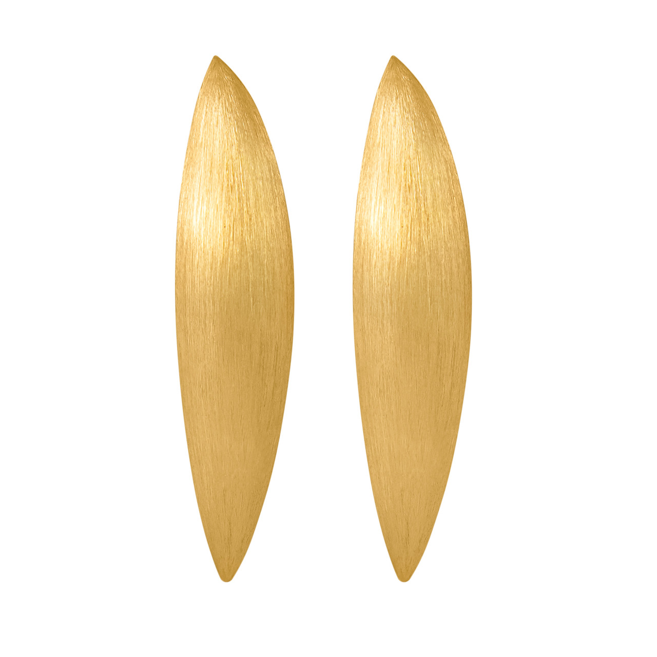 Tomfoolery, Gold Plated Silver Chunky Solid Long Oval Studs, Lindenau