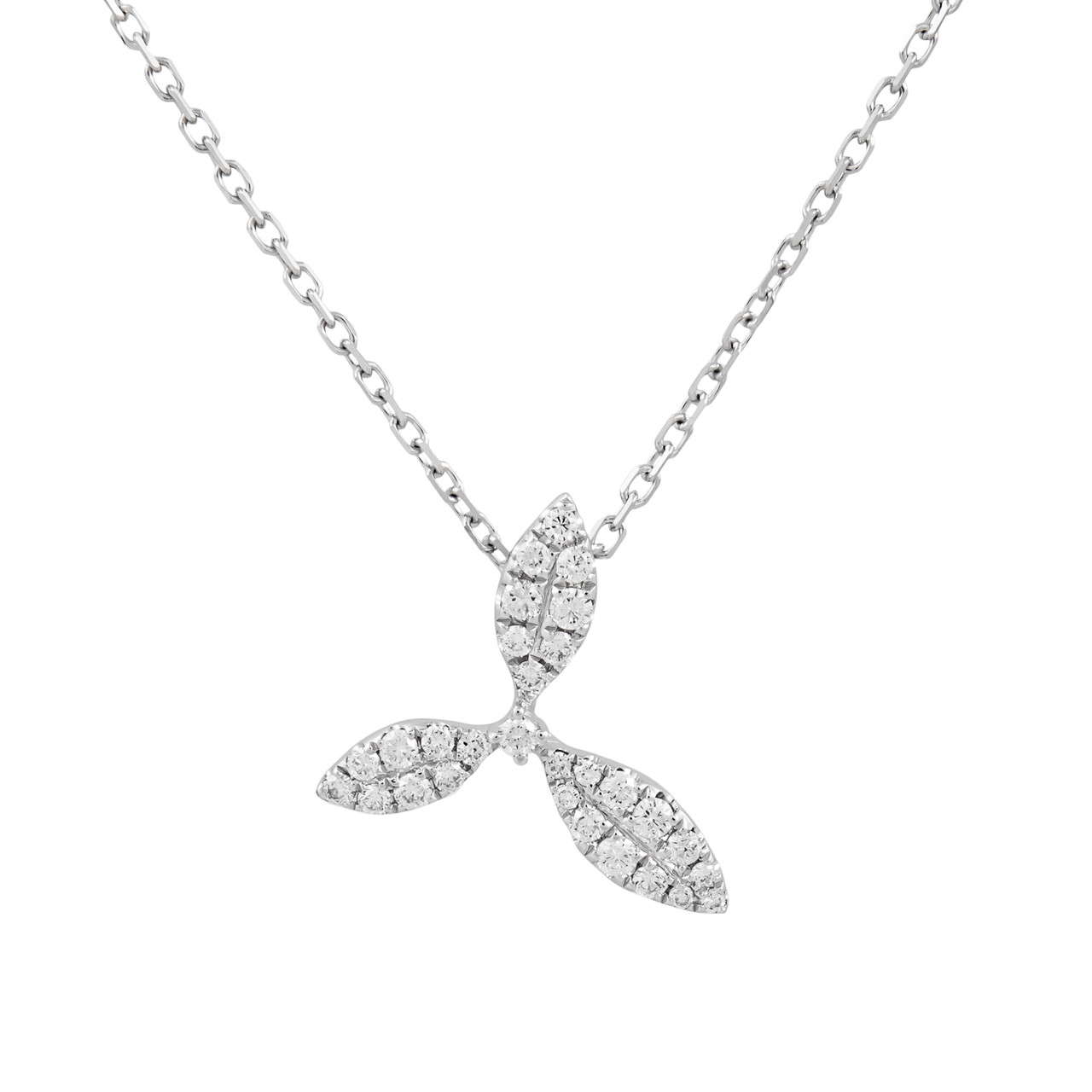 18ct White Gold & Diamond Honeysuckle Pendant Necklace,  tf Diamonds, Tomfoolery